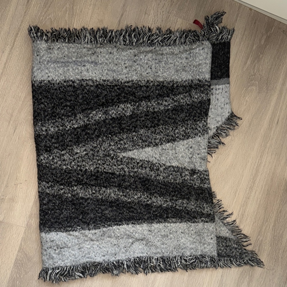 Gray & Black Striped Fringe scarf/wrap -